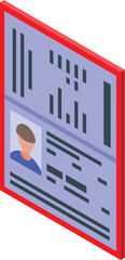 Poster - Vector illustration of an isometric id card, featuring a photo and text fields