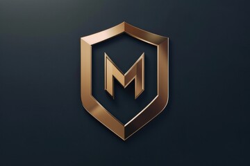 Poster - A gold shield logo on a black background, simple and elegant design