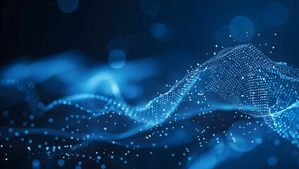 Poster - Abstract blue digital background with polygon mesh and dots for technology, science or futuristic concept

