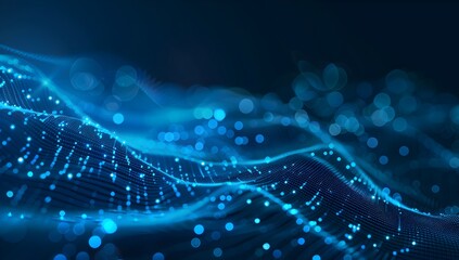 Aufkleber - Abstract digital background with colorful lines and dots on a dark blue background, data flow technology concept, big tech, futuristic web design banner vector illustration, AI generated, abstract art