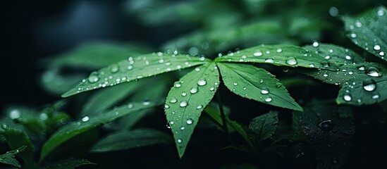 Poster - Dew over plant. Creative banner. Copyspace image