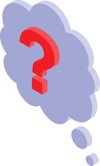 Poster - 3d illustration of a purple question mark in a thought bubble, symbolizing inquiry