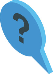 Poster - Vibrant blue 3d speech bubble with a bold question mark, using isometric design