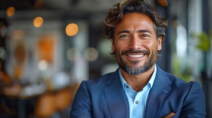 Wall Mural - businessman smiling with arms crossed on white background .hight relustion