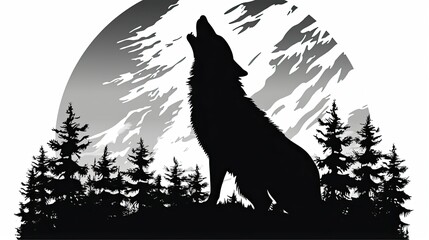 Wall Mural - wolf in forest