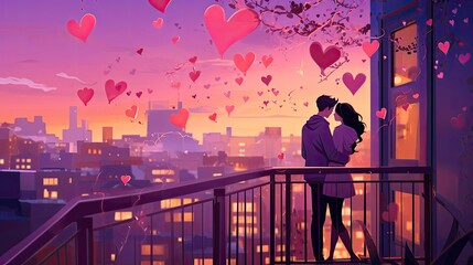 Sticker - romantic couple at sunset