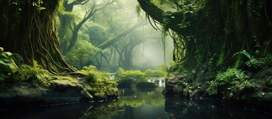 Poster - Green summer background in nature. Creative banner. Copyspace image