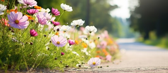 Poster - Wild Flowers on the side of the road. Creative banner. Copyspace image