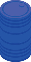 Poster - Digital graphic of a vivid blue cylinder in an isometric perspective
