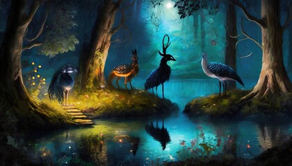 Canvas Print - night in the forest