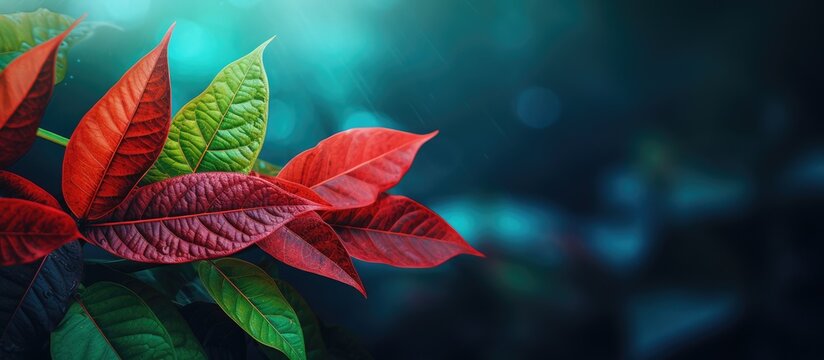 red and green leaf. Creative banner. Copyspace image