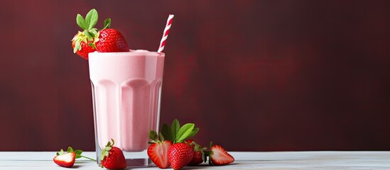 Poster - strawberry yogurt smoothie. Creative banner. Copyspace image