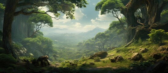 Aufkleber - view virgin forest for new world. Creative banner. Copyspace image