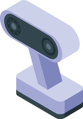 Poster - Modern isometric security camera illustration for surveillance, safety, and protection with vector 3d isolated white background