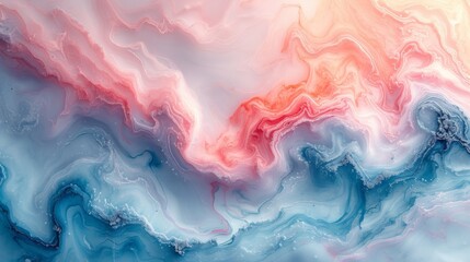 Wall Mural - Abstract pastel fluid art with pink and blue swirls