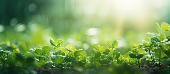 Natural bokeh blurred green plants landscape as background Defocus blurred greenery abstract leaf wallpaper. Creative banner. Copyspace image