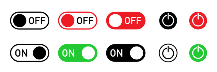 Green and red interface switch button concept. On off icon. Switch button.