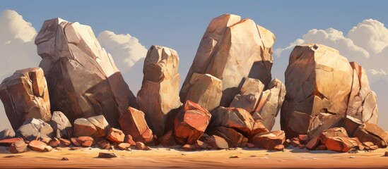 Sticker - the rocks are under the sunshine showing different colors and textures. Creative banner. Copyspace image