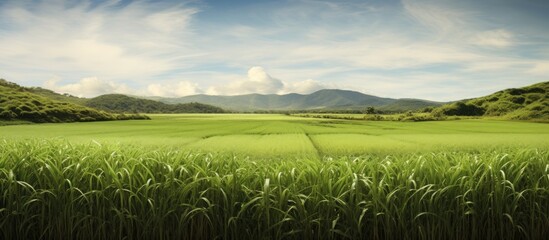 Sticker - Land of sugar cane planting. Creative banner. Copyspace image