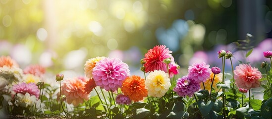 Poster - Close up of beautiful flowers in the garden selective focus. Creative banner. Copyspace image