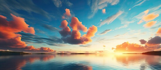 Poster - beauty sunset sky. Creative banner. Copyspace image