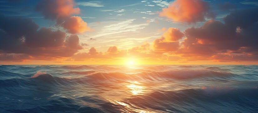 Beautiful sunrise over the sea. Creative banner. Copyspace image
