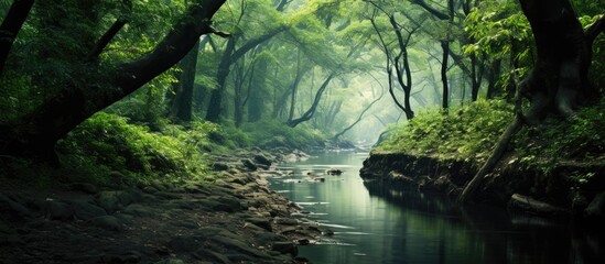 Poster - Green summer background in nature. Creative banner. Copyspace image