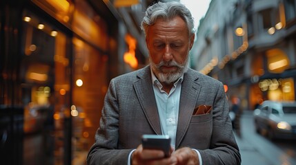 Wall Mural - at the office a businessman is using his smartphone and text message on phone. stock image