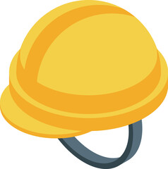 Wall Mural - Yellow construction helmet icon for safety, with durable and professional protective gear for workers in the construction industry, isolated vector isometric illustration