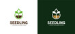 © SlametWahono - Green seedling logo design, icon of a small plant growing naturally in a drop symbol