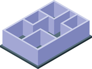 Poster - Detailed 3d render of isometric foundation blueprint for residential house architecture and construction design project with schematic structure and engineering grid layout on a digital illustration