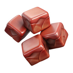 Falling meat beef cubes  Hyperrealistic Highly Detailed Isolated On Transparent Background Png File