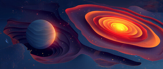 Wall Mural - A space scene with a planet and a spiral shaped object