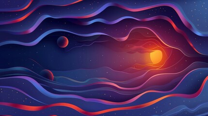 Wall Mural - A colorful space scene with a sun in the middle