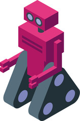 Wall Mural - 3d isometric illustration of a stylized red robot with articulated limbs, isolated on a white background