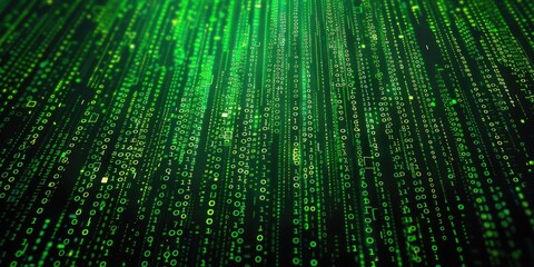 Green Digital Code on Black Background