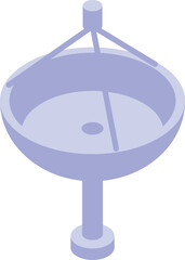 Poster - Minimalistic isometric illustration of a purple satellite dish, suitable for telecommunication concepts