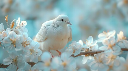 Wall Mural - white dove on a branch