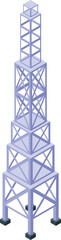 Wall Mural - Detailed isometric communication tower illustration with vector technology and modern wireless infrastructure