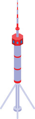Poster - Modern isometric vector illustration of red and white radio tower with antenna for broadcast and telecommunications industry