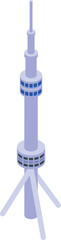 Poster - Digital isometric illustration of a stylized communication tower with a clean, minimalistic design