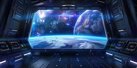 Cosmic View from Futuristic Space Station
