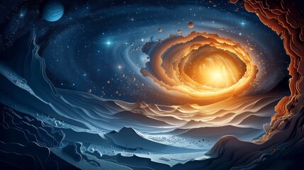 Wall Mural - A space scene with a large hole in the middle of it