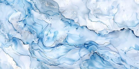 Wall Mural - Fluid Elegance: Liquid Marble Watercolor Background, Abstract Aquatic Art: Liquid Marble Watercolor Backdrop - Ai Generated