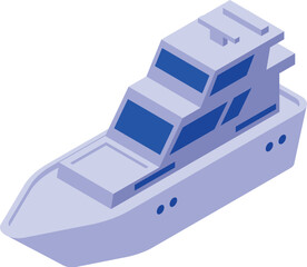 Poster - Detailed isometric vector illustration of a cargo ship for transportation. Shipping. Logistics. And maritime industry in blue color