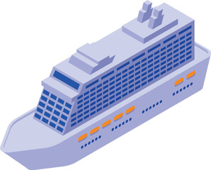 Sticker - Detailed and colorful isometric cruise ship illustration in a modern digital graphic design, perfect for travel, vacation, and maritimethemed projects