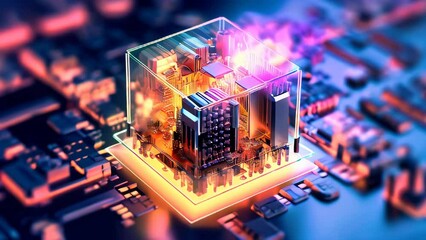 Aufkleber - animation of a generic digital device. advanced computing technology and artificial intelligence con