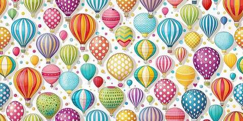 wallpaper design with colorful balloon patterns on a white background, balloon, wallpaper, design, c