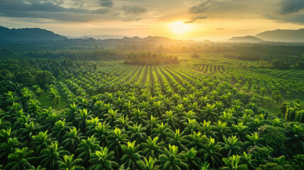 Arial view of palm plantation