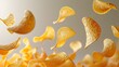 © Matcha_09 - Potato chips floating in a creative pattern, ideal for modern snack packaging.